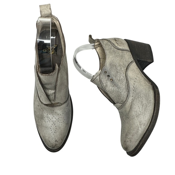 Freebird by Steven Sadie Ankle Boots US 10 Gray Leather Heel Booties Loafers - Picture 1 of 14